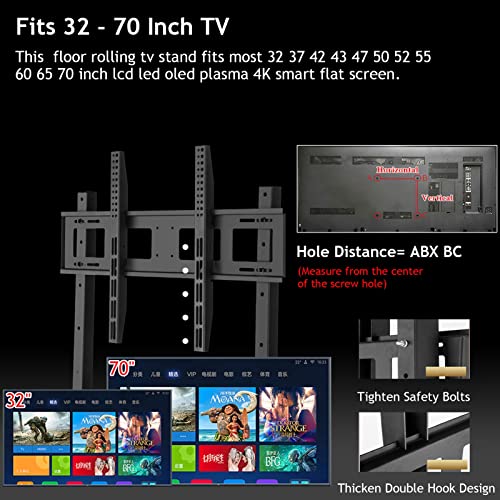 Soporte móvil para TV negro con ruedas ajustable en altura miniatura 5