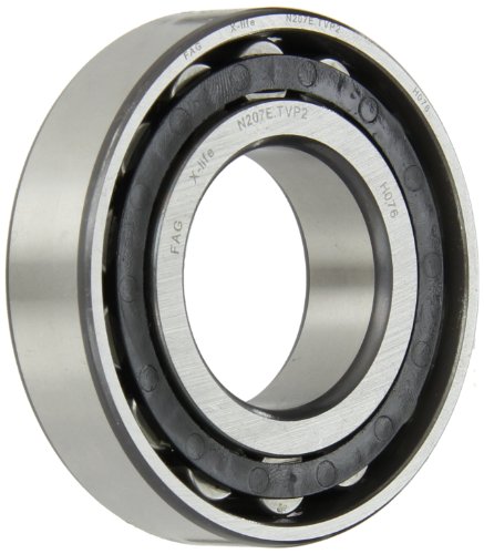 FAG Bearings N207E-TVP2 Single Row Cylindrical Roller Bearing, Straight Bore, Removable Outer Ring, High Capacity, Normal Clearance, Metric, 35mm ID, 72mm OD, 17mm Width