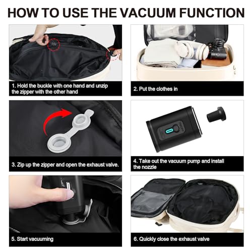 Image of Vacuum Seal Backpack Travel with Pump, Expandable Vacuum Backpack with Air Compression System, Airback Vacpack TSA Lock Water Resistant Carry-On Luggage (White)