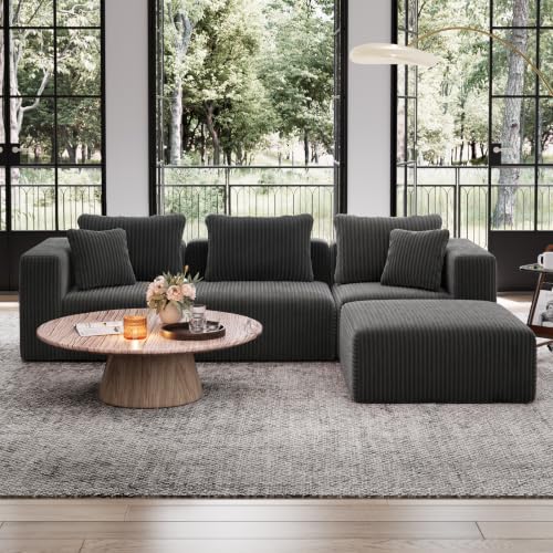 Image of Avenco 106-inch L-Shaped Modular Sectional Sofa Couch with Ottoman