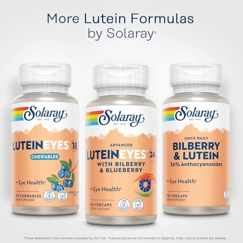 Image of SOLARAY Advanced Lutein Eyes 24 mg - Lutein and Zeaxanthin Supplements - Eye Health Support with Blueberry and Bilberry Extract - Vegan, 60-Day Guarantee, Lab Verified - 60 Servings, 60 VegCaps