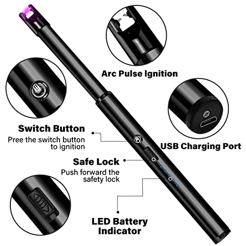 Navpeak Candle Lighter Long Neck Windproof Electric Arc Lighter For Gas Stove Fireplace Bbq Kitchen Grills(Black) #TOP1