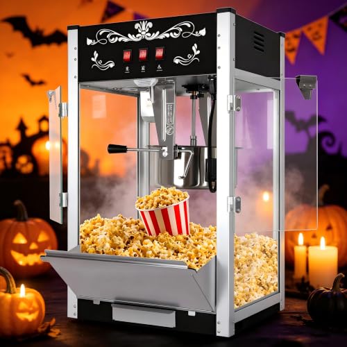 Image of 30oz Commercial Countertop Popcorn Machine Vintage Black for Home Party | Tabletop Pop Corn Maker Machine with 30oz Stainless Steel Kettle, Three-Button Control, Suitable for Christmas Home Theater