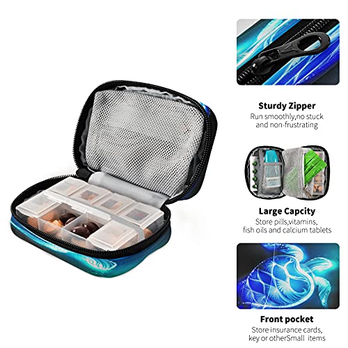 Image of Naanle Galaxy Turtle Pill Box 7 Day Pill Case Travel Pill Organizer Bag with Zipper Portable Weekly Case Compact Size for Vitamin Supplement Holder