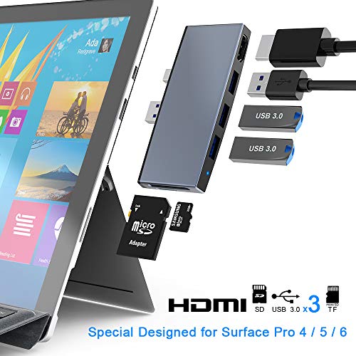 Surface Pro 6 5 4 USB 3.0 Hub/Docking Station, Takya USB 3.0x3 Hub