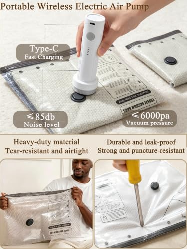 Vacuum Storage Bags for Clothing Travel with Electric Pump, 12 Pack - image 5