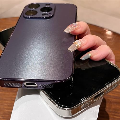 Placage de luxe paillettes mat pour iPhone 14, protection antichoc rigide premium avec verre - 5
