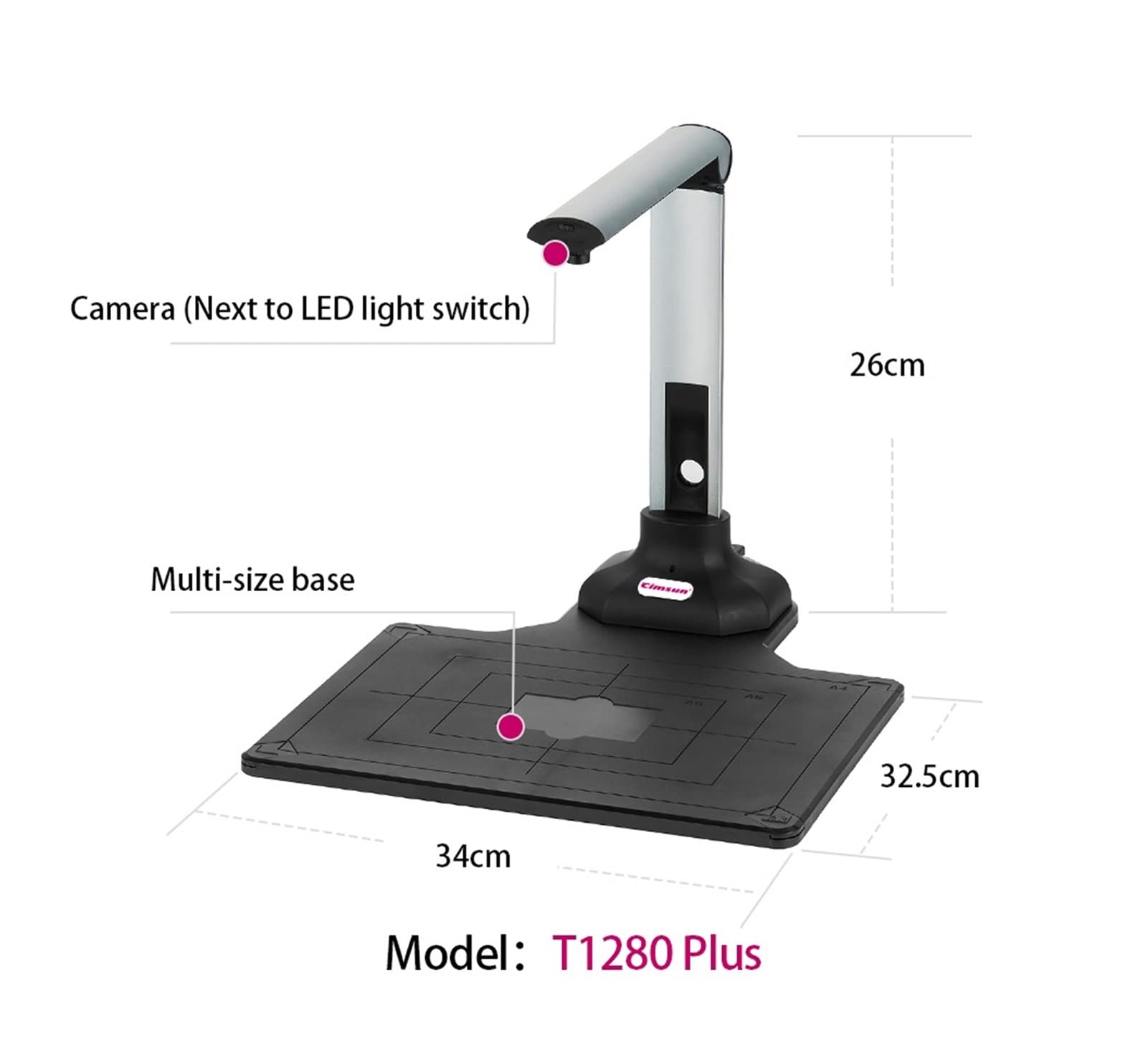 Skanery dokumentów, Wersja Scanner T1280 Plus Hard Base Book Dokument Kamera 12 Mega-Pixel Camera HD. Rozmiar A4 angielski oprogramowanie do biura/szkoły