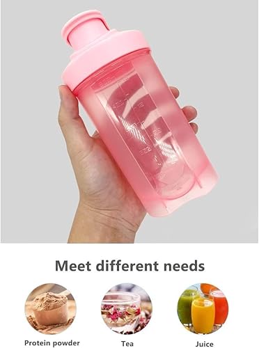 Miniatura 2 de Shaker Bottle Paquete de 3 colores (negro, blanco, rosa) con escala de 12 onzas y 13.5 fl oz para mezcla de bebidas de proteínas, sin BPA, bucle