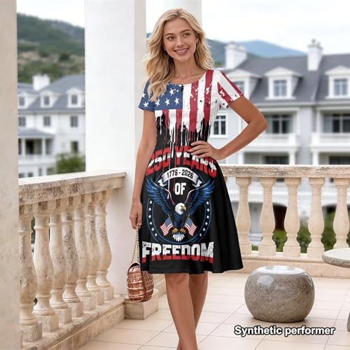 Image of POLERO Sunflower Dress for Women Floral Summer Dresses Short Sleeve Casual Sundresses Midi Dresses