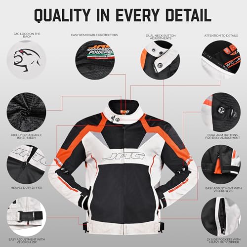 Image of J.A.G. JAG Mesh Motorcycle Jacket-Biker Jacket-CE Armored Motorbike Jacket Men-High Visibility Breathable Riding Jacket