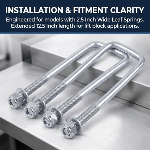 PartsFlow 12.5" Long 2.5" Wide Leaf Springs Square U-Bolts Compatible with Chevrolet Silverado 1500 GMC Sierra 1500 C1500 by PartsFlow - Image 5