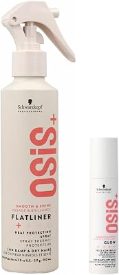 OSiS+ Glow Anti-Frizz Shine Serum 500ml, Silicone-Free Lightweight Leave-In & Osis Flatliner Flattening Iron Serum 200ml for Smooth, Shiny Hair