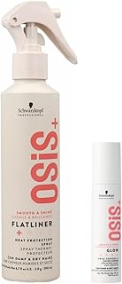 Schwarzkopf OSiS+ Glow Anti-Frizz Shine Serum 500ml, Silicone-Free Lightweight Leave-In & Osis Flatliner Flattening Iron Serum 200ml for Smooth, Shiny Hair