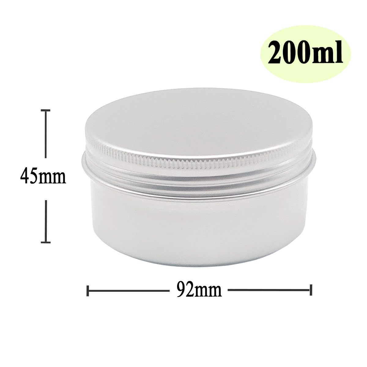 4 barattoli rotondi da 200 ml, contenitori in alluminio per campioni di cosmetici con coperchio a vite, 200 g, in metallo argentato, barattoli vuoti da viaggio per unguenti, balsami per