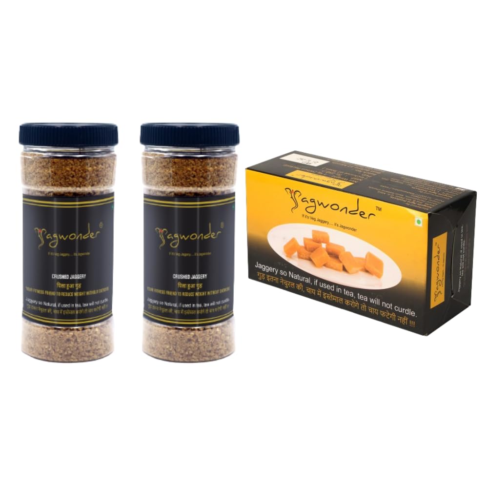 Jagwonder Jaggery Cube(850gm) & Powder(1KG) Super Saving Combo |The Natural Sweetener & Desi Gur |Organic Grown & Chemical Free |Best Ideal Sugar Cubes for Tea |Pure with No Preservatives Added