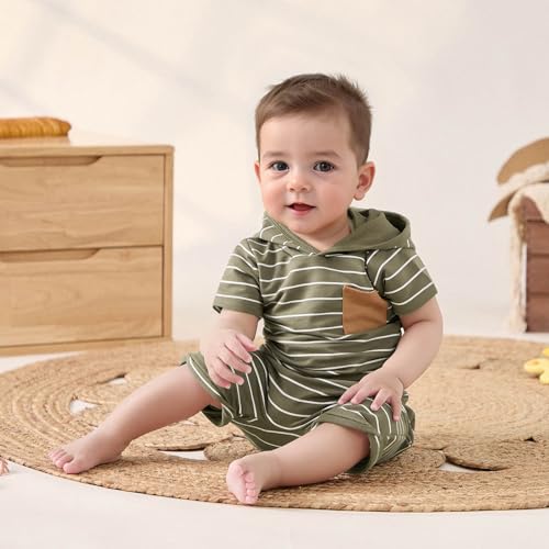 FOCUSNORM Toddler Baby Boy Summer Clothes Baseball Short Sleeve Hooded T-Shirt Elastic Waist Shorts Newborn Infant Boy Outfit - Image 3