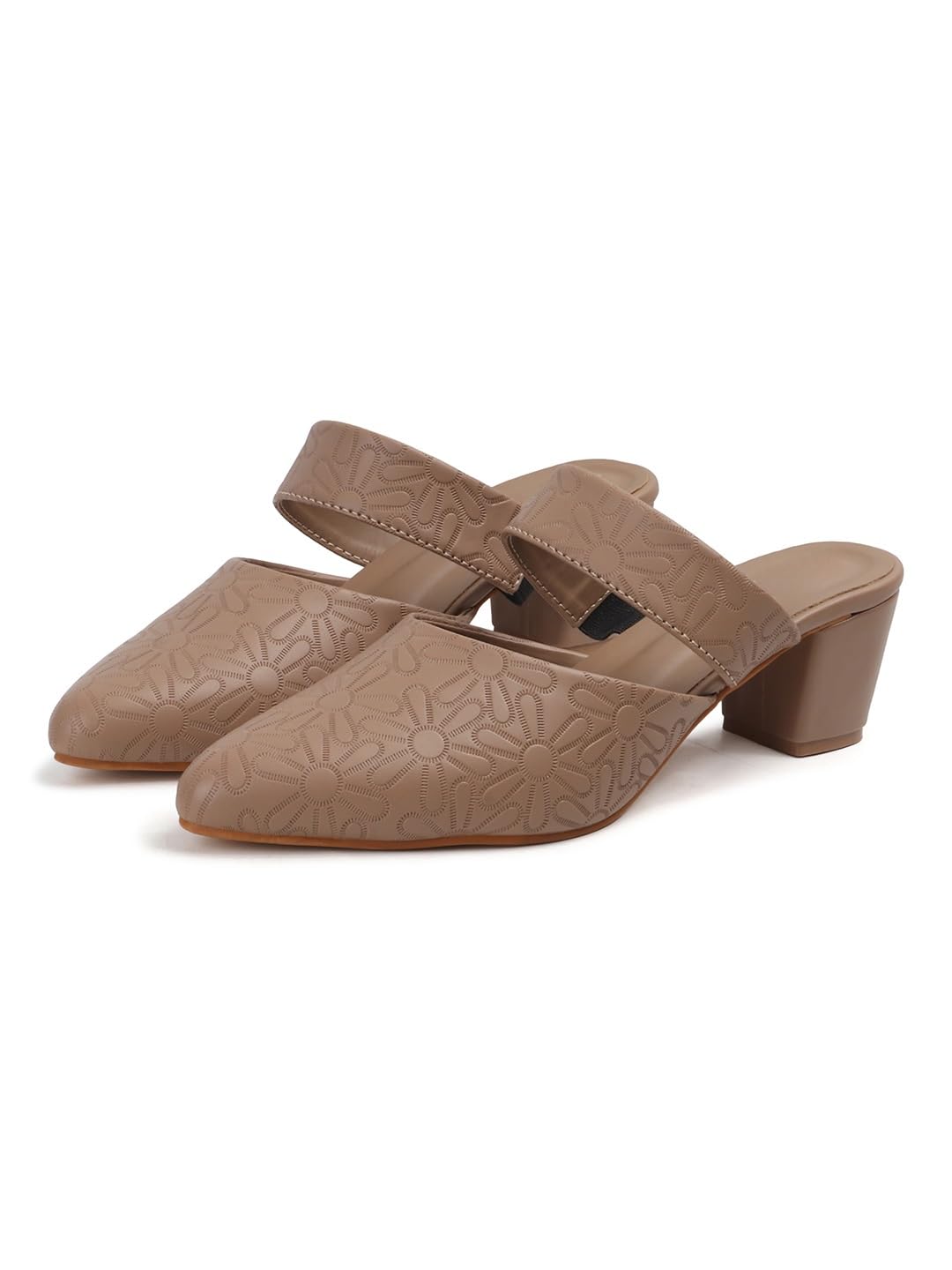 TRYME Women's Elegant Slip on Mules Floral Emboss Block Heel Sandals - Review, Price and Buying Guide