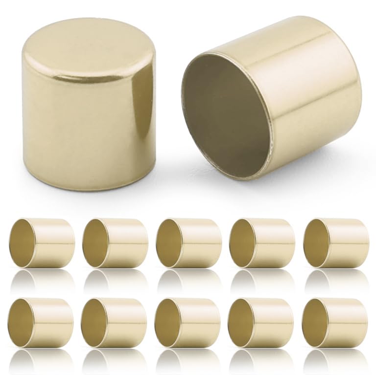 Ganzoo Endkappen Metall 10er Set, Kordelende Abschluss in Gold Glanz, f&uuml;r 8&ndash;10mm PPM-Seil und Kordel, Zubeh&ouml;r f&uuml;r Hundeleine Halsband, Schmuck und Ketten, Verarbeitung mit Schmuckkleber m&ouml;glich