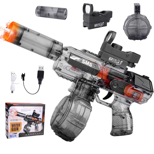 Pistola de Agua eléctrica con Efectos de Destello, cañones de Agua automáticos Transparentes, Resistente al aguaIP67, Juguete de clásico, Ideal para Piscinas de Verano para niños y Adultos