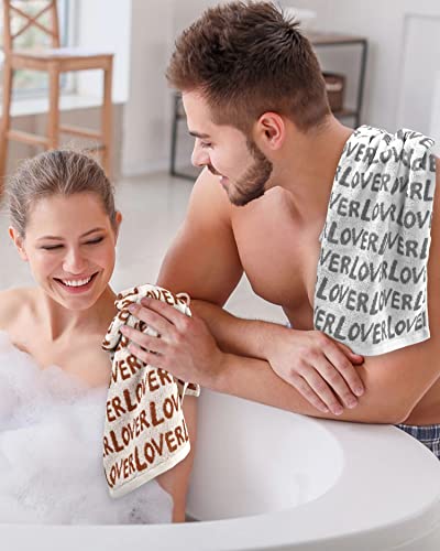 “Lover” Hand Towels For Bathroom Decorative, Wedding Gifts For Couple Women Men Friends, 2 Colors 4 Pack (Cotton) #TOP6