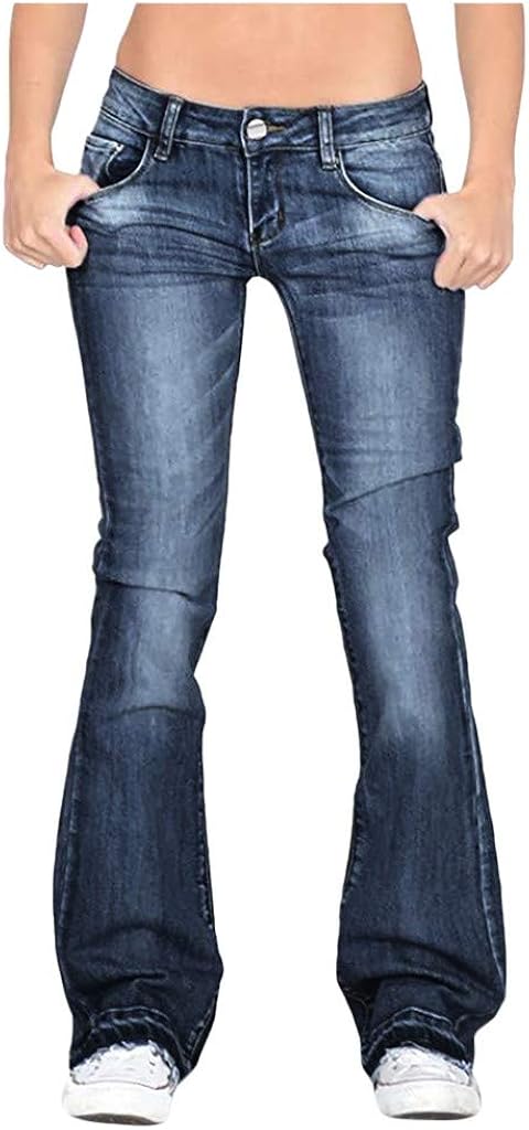 Women Bell Bottoms Jeans Pants Stretch Lenght Jeans Solid Color High Waist Flare Sports Pants : Clothing, Shoes & Jewelry