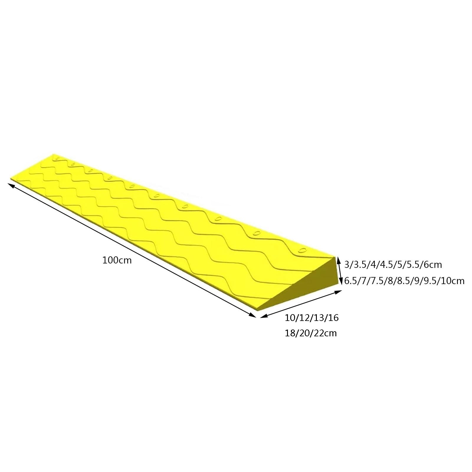 LHX Climbing pad plastic door ramp step ramp plate, uphill over threshold ramp pad (Color : Yellow, Small : 100 * 12 * 5.5cm)