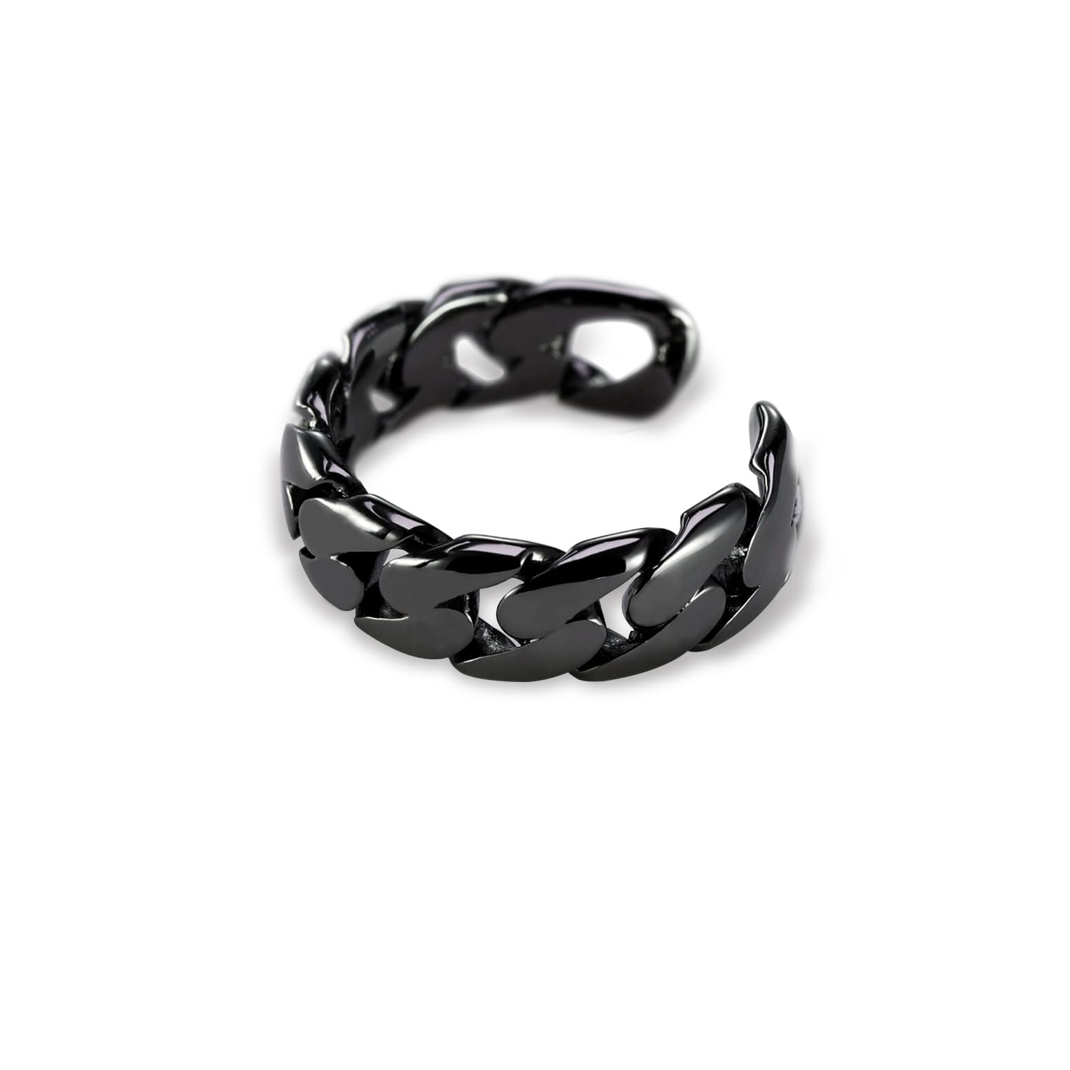 Ear Cuff Kubanische Kettenstruktur Fake Ohrringe Schwarz Unisex Stilvoll Punk Accessoires Ohrklemme Alltags Schmuck für Männer und Frauen Geeignet