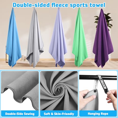 Serviette de plage microfibre gris double face anti humidité pour voyage - 6