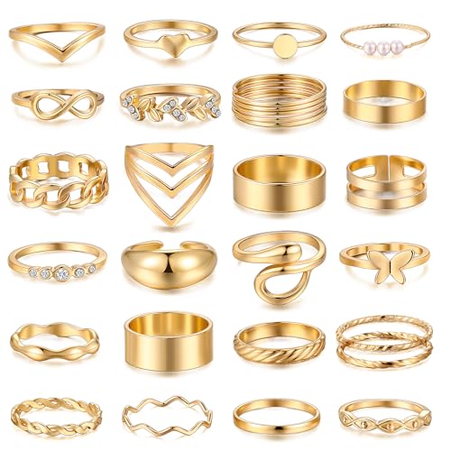 if you 25 pcs gold knuckle ring set for women chunky stackable finger midi rings silver simple stacking cute rings pack trendy stuff jewelry gift
