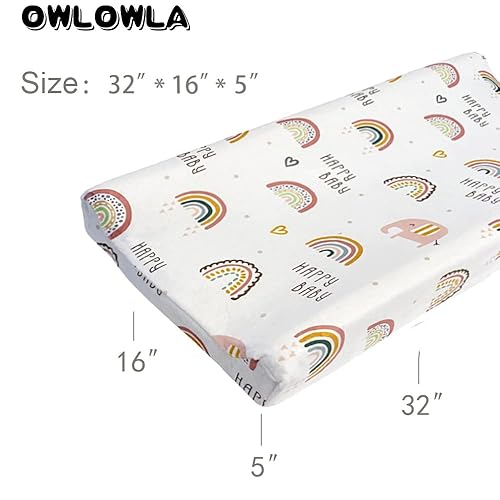 Miniatura 6 de Owlowla Funda para cambiador, sábanas suaves de Minky para cambiador para bebé niño y niña (arcoíris)