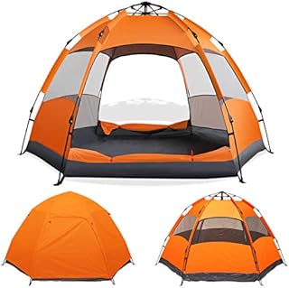 Instant Pop Up Camping Tent Easy Setup Automatic Hydraulic Water Resistant with Rain Fly Portable Lightweight Great for Outdoor Beach Backpacking Hiking (Orange, 3-4 Person)