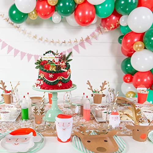 14Pcs Christmas Cake Topper Merry Christmas Cake Decorations With Snowman Deer Santa Pine Tree For Xmas Winter Holiday Cake Decor Christmas Theme Party Supplies (Red) #TOP4