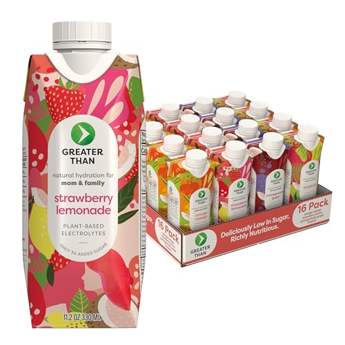 Image of Greater Than Nutrient Hydration Beverage, Electrolyte Drink for Gut Health & Energy with Coconut Water, Vitamins, Gluten Free, Plant Based, Low Sugar, 4 Flavor Variety 16 Pack