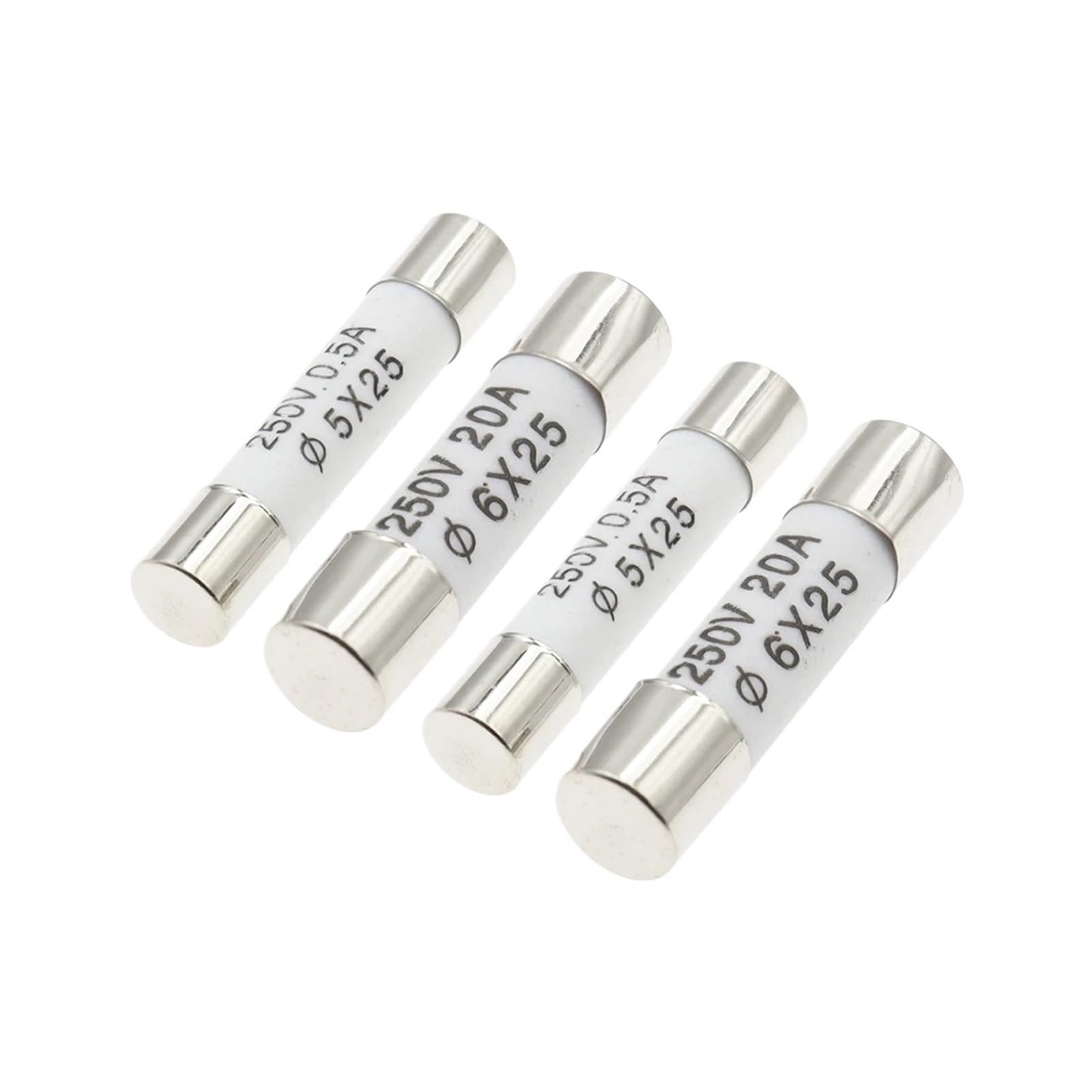 HYRBNSDLK Ceramic Fuse 6x25mm 5 * 25 250V 0.5A 1A 2A 3A 4A 6A 8A 10A 13A 15A 16A 20A 25A 30A(20a,6X25MM-5PCS)