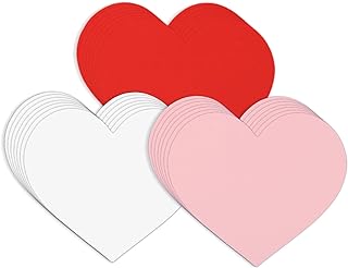 72pcs 6x5.2 Inch Heart Paper Cutouts Card, 3 Colors Large Heart Shaped C...