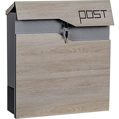STILISTA Wandbriefkasten, Holzoptik, Zeitungsfach, Farb- u. Modellwahl,...