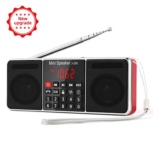 PRUNUS J-288 AM/FM Radio Portable, Hands-Free Bluetooth Radio Stereo Speaker with Sleep Timer
