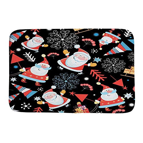 Tapis de douche lavable en machine motif sapins de Noël épais 91x61 cm