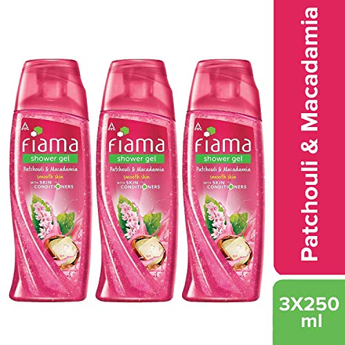 Image of Fiama Body Wash Shower Gel Patchouli & Macadamia, 750ml (250ml Combo Pack of 3), Body Wash for Women and Men, with Skin Conditioners for Smooth Skin, Suitable for All Skin Types