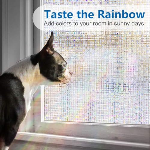 Image of HOME13 Frosted Glass Film Window Privacy Film Static Cling Decoartive Frosted Window Film Heat Control Frosted Glass Sticker for Home & Office (24 x 96 Inch, Small Mosiac)