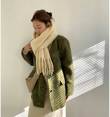 Miniatura 58 de Bufanda grande y gruesa de gran tamaño, esponjosas, de lana grande, gruesa, cálida para invierno