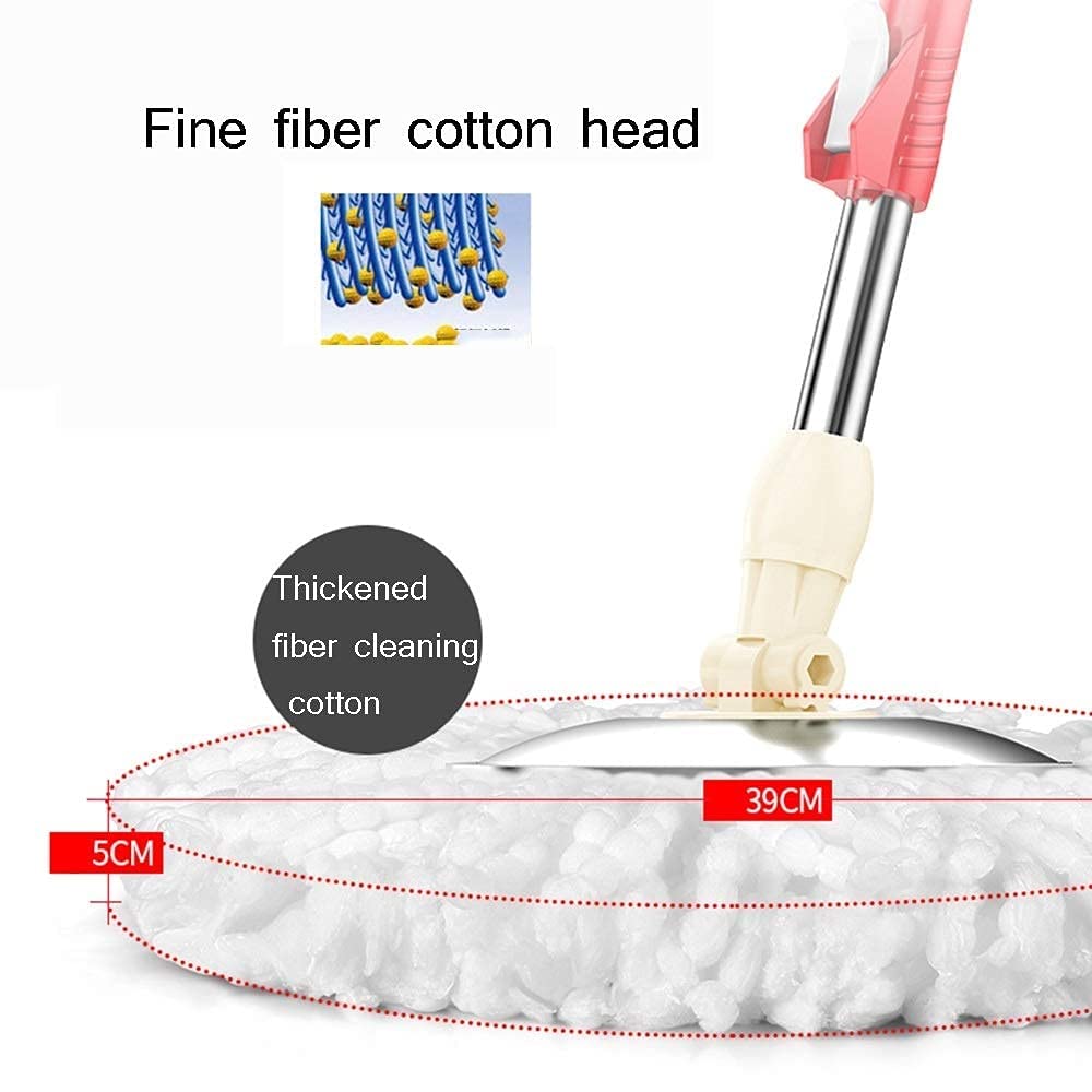 Sistema Pulizia Pavimento con mocio e Secchio Rotante con 3 Sistema Pulizia Pavimento con Testa Secchio in Microfibra Lavabile in Lavatrice