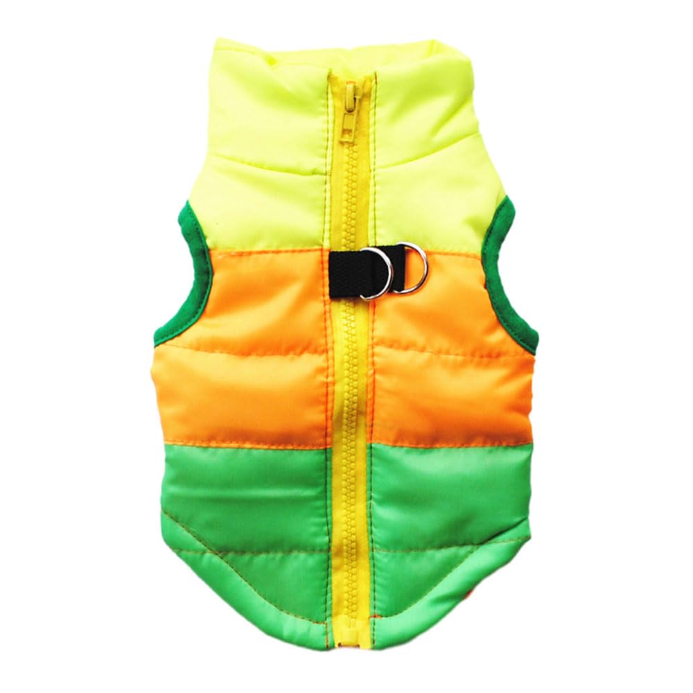 FANSU Dog Coats Reversible Dog Coats Waterproof Windproof Warm Dogs Jacket Winter Vest for Medium Dogs (XS,Yellow Orange Green)