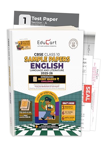 Book cover of Educart CBSE Sample Paper Class 10 2025-26 English Language and Literature (Introducing exclusive step-by-step new practice concept on 2026 pattern) (English Edition)