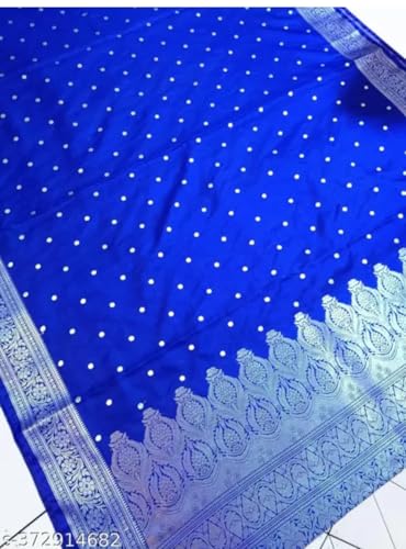 Image of Banarsi Satin Saree with Silver Zari Anchal Border