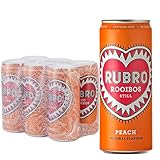 Rubro - Peach Rooibos - 6 Can Multipack - 300ml - Still, Soft Drink - Peach Tea Drink - Natural Flavours - Caffeine Free - Bulk Soft Drinks