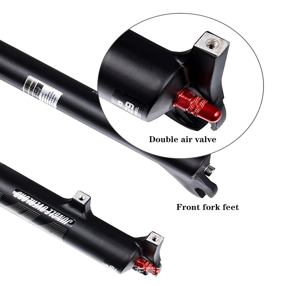 Horquilla para Bicicleta de montaña de 26/27.5/29 Pulgadas, Tubo Recto, Recorrido de 28.6 mm, Control de Hombro de 100 mm, Accesorios de Ciclismo (Negro, 29 Pulgadas).
