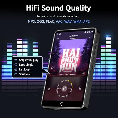 Leitor de MP3 de 80 GB com Bluetooth e WiFi, tela sensível ao toque de 4 polegadas, leitor de MP3 co
