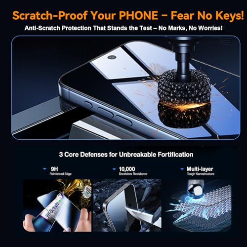 Image of OneFish Screen Protector for iphone 15 Pro Max, 9H Hardness Glass Scratch Resistant,HD Clarity Tempered Glass Film with Installation Frame,Bubble Free, Easy Installation,2Pack.
